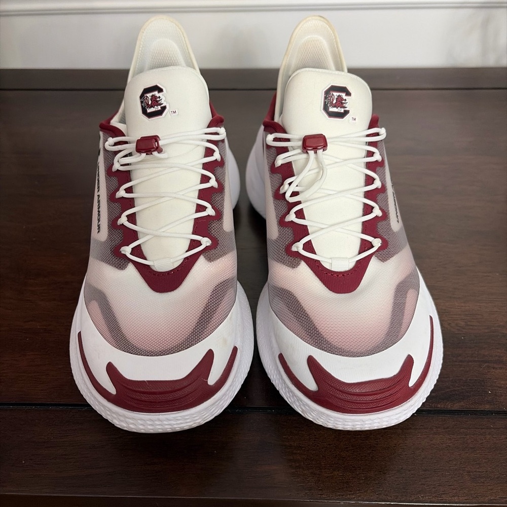 Under Armour White and Maroon Athletic Sneakers